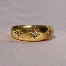 Load image into Gallery viewer, Antique 18k Trilogy Diamond Gypsy Ring 1918