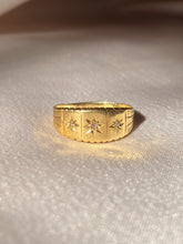 Load image into Gallery viewer, Antique 18k Diamond Paneled Starburst Trilogy Gypsy Ring