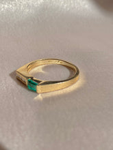 Load image into Gallery viewer, Vintage 10k Modernist Diamond Emerald Ring
