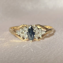 Load image into Gallery viewer, Vintage 9k Marquise Sapphire Diamond Ring