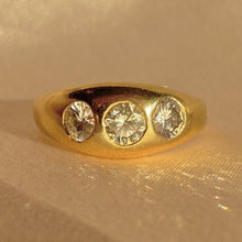 Load image into Gallery viewer, Vintage 14k Gypsy Trilogy Bezel Diamond Ring