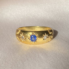 Load image into Gallery viewer, Antique 18k Gypsy Sapphire Diamond Ring