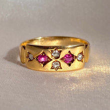 Load image into Gallery viewer, Antique 15k Diamond Ruby Pomegranate Ring 1890