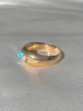Load image into Gallery viewer, Antique 9k Rose Gold Turquoise Pearl Gypsy Ring 1902