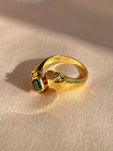 Load image into Gallery viewer, Vintage 18k Emerald Diamond Panther Duo Ring