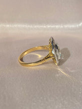 Load image into Gallery viewer, Vintage 18k Platinum Asscher Aquamarine Diamond Ring