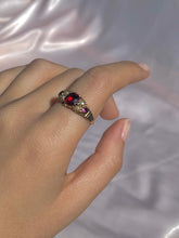 Load image into Gallery viewer, Antique Edwardian Garnet Pearl Amethyst 9k Gold Ring