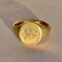 Load image into Gallery viewer, Vintage 9k JS Monogram Signet Ring 1958
