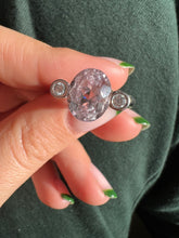 Load image into Gallery viewer, Vintage 14k Rose Quartz Diamond Bezel Ring