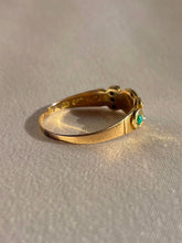 Load image into Gallery viewer, Antique 15k Turquoise Diamond Starburst Panel Ring 1891