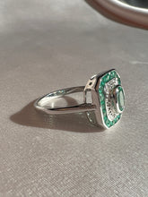 Load image into Gallery viewer, Emerald Diamond White Gold Target Deco Ring