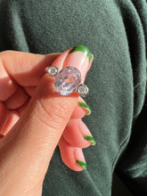 Load image into Gallery viewer, Vintage 14k Rose Quartz Diamond Bezel Ring