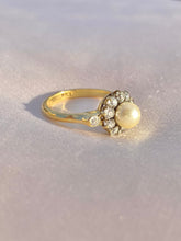 Load image into Gallery viewer, Antique 18k Deco Diamond Pearl Cluster Engagement Ring