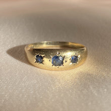 Load image into Gallery viewer, Vintage 9k Gold Sapphire Starburst Gypsy Ring Band