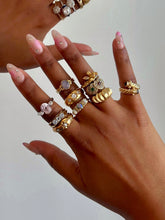Load image into Gallery viewer, Antique 18k Diamond Trilogy Starburst Ring 1911