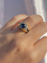 Load image into Gallery viewer, Vintage 14k Sapphire Cabochon Baguette Diamond Ring