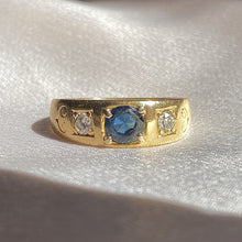 Load image into Gallery viewer, Antique 18k Sapphire + Diamond Gypsy Set Ring 1883