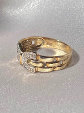 Load image into Gallery viewer, Vintage 9k Diamond Double Horseshoe C Ring
