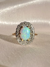 Load image into Gallery viewer, Vintage 18k Opal Diamond Cluster Halo Ring