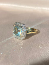 Load image into Gallery viewer, Vintage 18k Platinum Asscher Aquamarine Diamond Ring