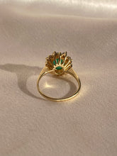 Load image into Gallery viewer, Vintage 14k Colombian Emerald Diamond Halo Ring