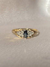 Load image into Gallery viewer, Vintage 9k Marquise Sapphire Diamond Ring