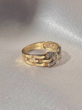 Load image into Gallery viewer, Vintage 9k Diamond Double Horseshoe C Ring