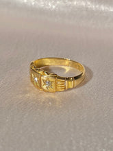 Load image into Gallery viewer, Antique 18k Paneled Trilogy Starburst Gypsy Ring 1900s
