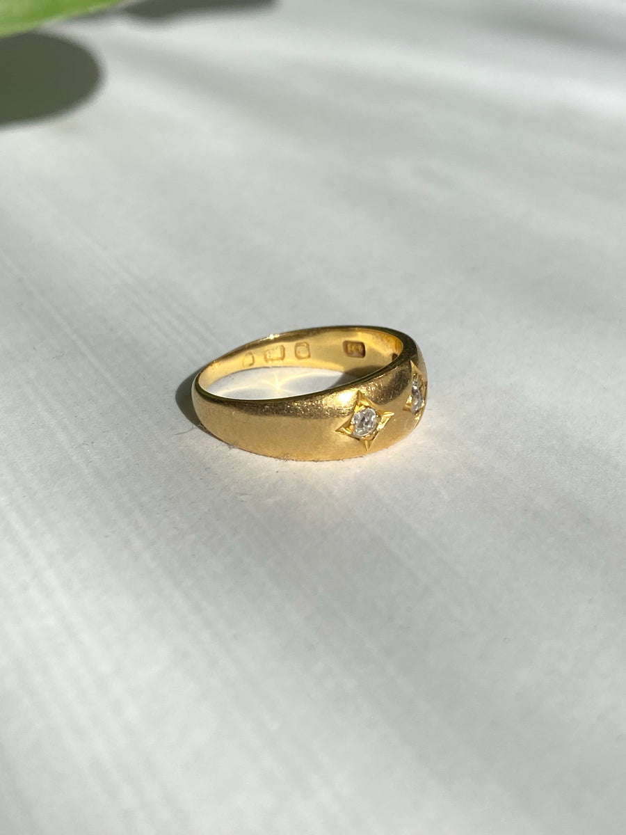 14K Yellow Gold Champagne Marquis Gypsy Ring