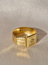 Load image into Gallery viewer, Antique 9k Starburst Diamond Signet Ring 1931