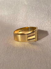 Load image into Gallery viewer, Antique 9k Starburst Diamond Signet Ring 1931