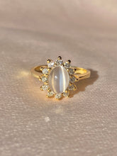 Load image into Gallery viewer, Vintage 10k Moonstone Cabochon Diamond Engagement Ring