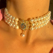 Load image into Gallery viewer, Vintage Topaz Tanzanite Pearl Victorian Revival Choker