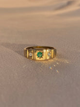 Load image into Gallery viewer, Vintage 9k Emerald Diamond Paneled Gypsy Ring