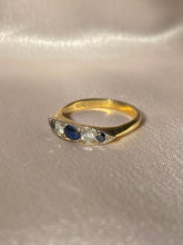 Load image into Gallery viewer, Vintage 18k Sapphire Diamond Ring 1983
