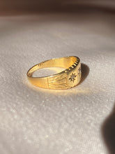 Load image into Gallery viewer, Antique 18k Diamond Paneled Starburst Trilogy Gypsy Ring