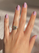 Load image into Gallery viewer, Vintage 9k Pink Green Tourmaline Diamond Heart Ring 1985