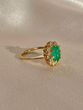 Load image into Gallery viewer, Vintage 14k Colombian Emerald Diamond Halo Ring