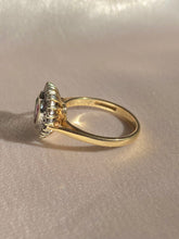 Load image into Gallery viewer, Vintage 9k Pink Green Tourmaline Diamond Heart Ring 1985