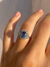 Load image into Gallery viewer, Vintage 9k Sapphire Diamond Cluster 1991