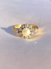 Load image into Gallery viewer, Antique 18k Deco Diamond Pearl Cluster Engagement Ring