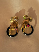 Load image into Gallery viewer, Vintage 10k Diamond Ruby Onyx Mano Earrings