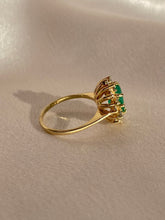 Load image into Gallery viewer, Vintage 14k Colombian Emerald Diamond Halo Ring