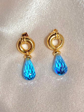 Load image into Gallery viewer, Vintage 9k Topaz Briolette Drop Earrings