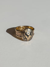 Load image into Gallery viewer, Antique Enamel Floral Memento Mori Ring 1868
