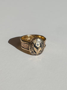 Antique Enamel Floral Memento Mori Ring 1868