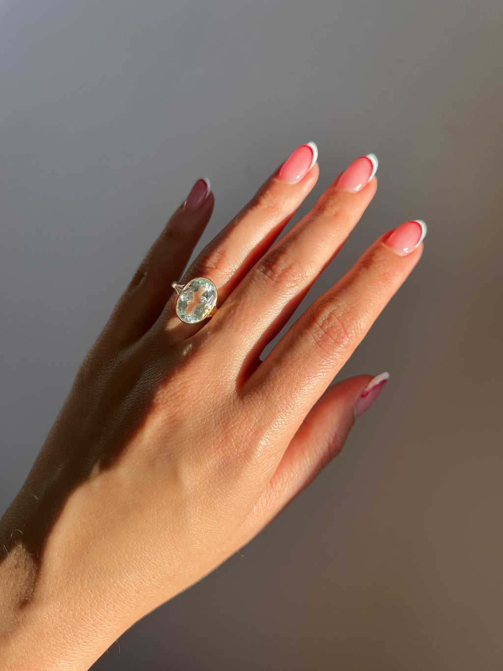 Antique Aquamarine Oval Dress Ring