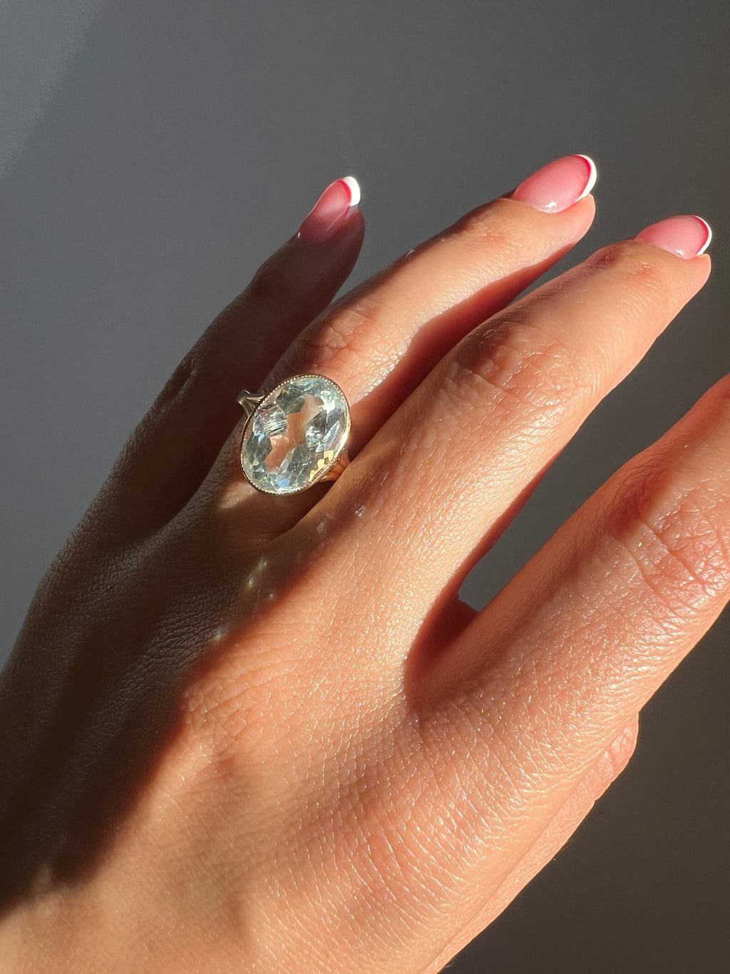 Antique Aquamarine Oval Dress Ring