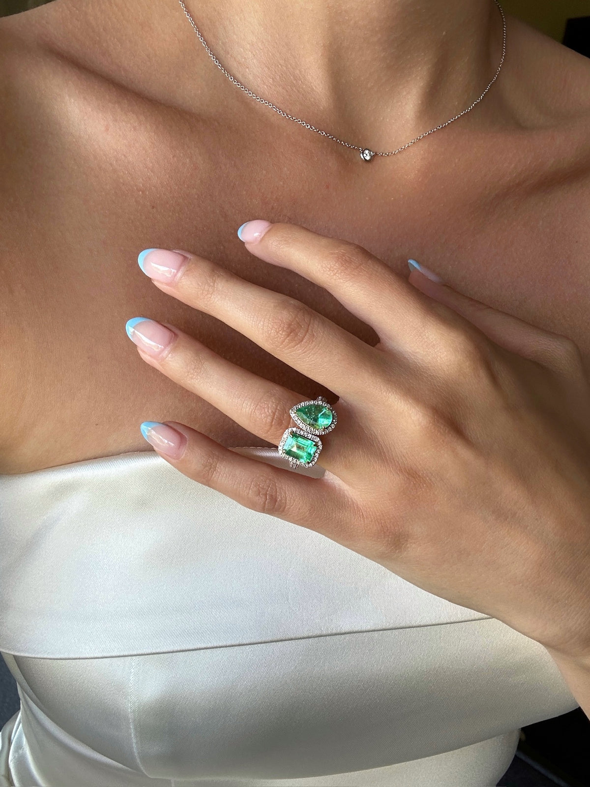 Emerald Diamond Toi et Moi Ring 3.50cts