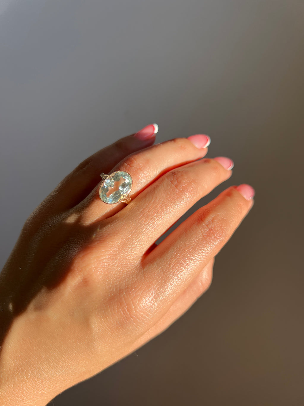 Antique Aquamarine Oval Dress Ring